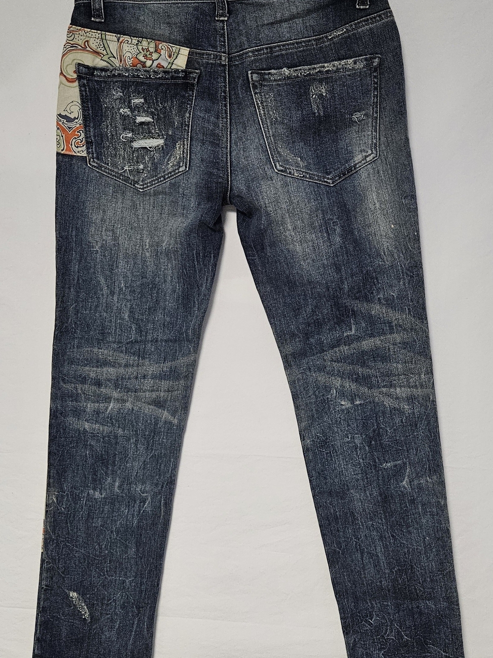 Free People We The Free Paisley Mandala Patchwork Straight Leg Jeans Boho Sz25/0